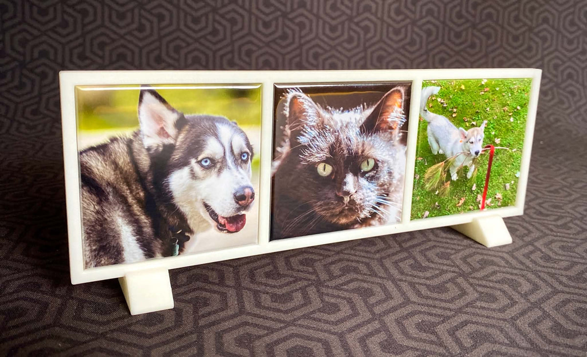 Horizontal Photo Magnet Display Stand  - Holds 3 Custom Photo